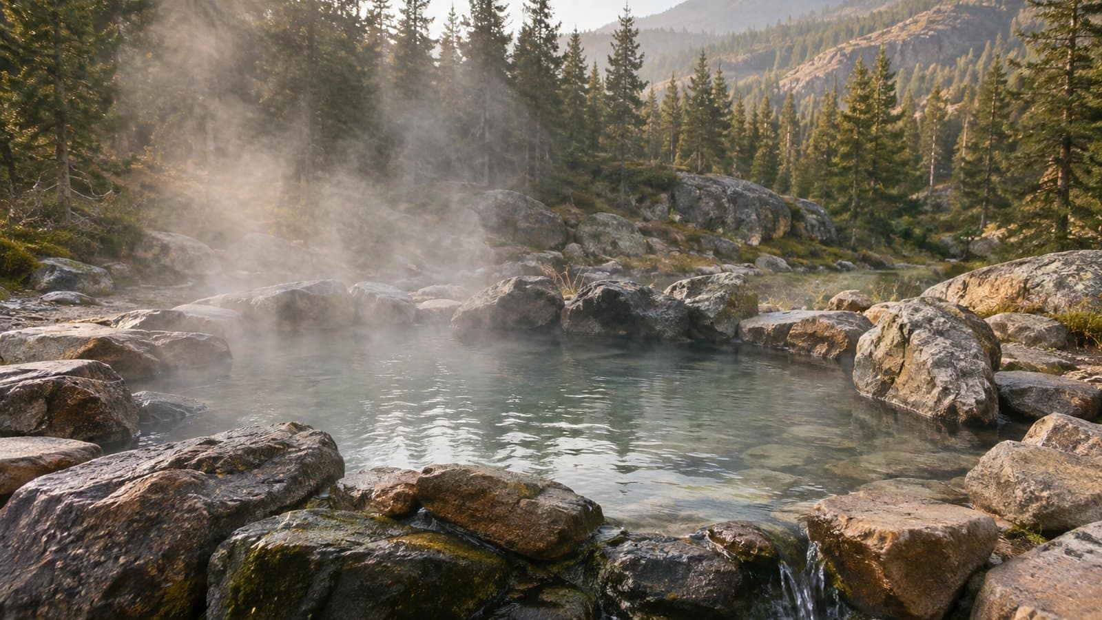 Undeveloped natural hot spring pool with no visitor facilities