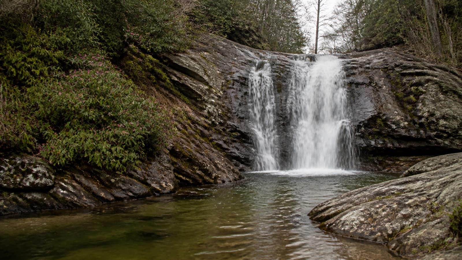 Roadside waterfall in the Blue Ridge Mountains of western North Carolina